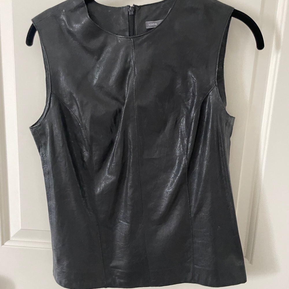 Vince leather sleeveless shirt size 4